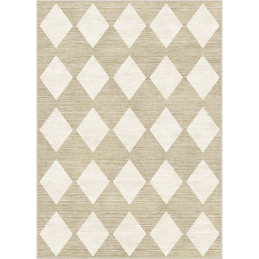 Galen Check Modern Geometric Beige Washable Rug
