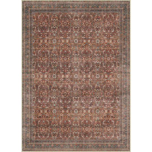 Soraya Persian Vintage Red Short Pile Distressed Washable Rug