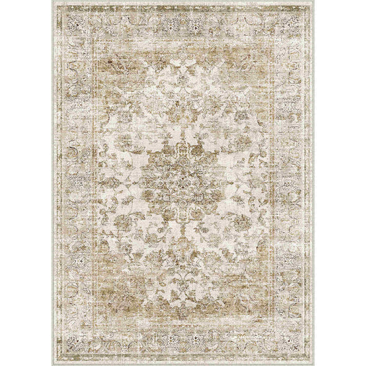 PureCozy Velora Vintage Floral Brown Traditional Washable Rug