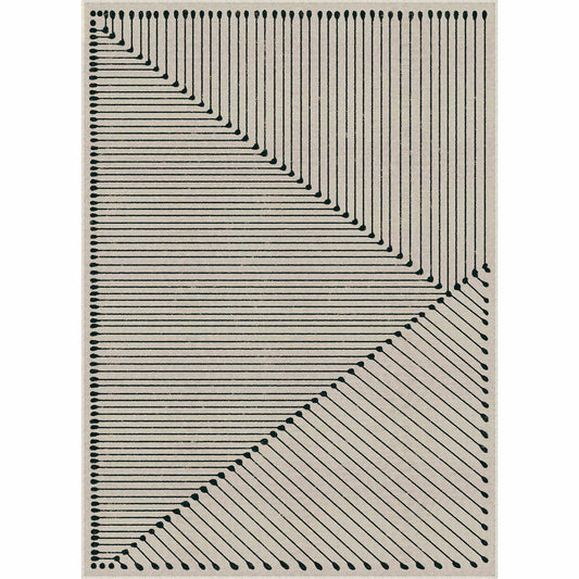 PureCozy Serene Angle Black Beige Herringbone Washable Indoor Outdoor Rug