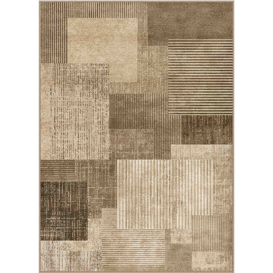 PureCozy Imprint Modern Abstract Brown Machine Washable Rug