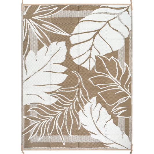 Verdant Vine Modern Floral Brown Beige Outdoor Rug