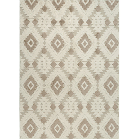 Gear Modern Geometric Brown Shag Washable Rug
