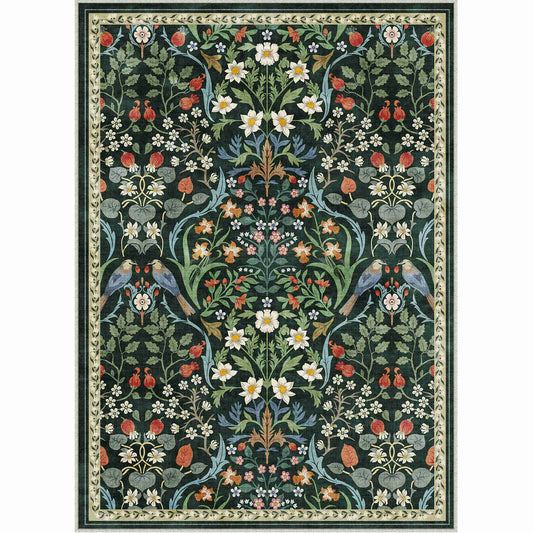 PureCozy Blooming Garden Modern Floral Green Washable Area Rug