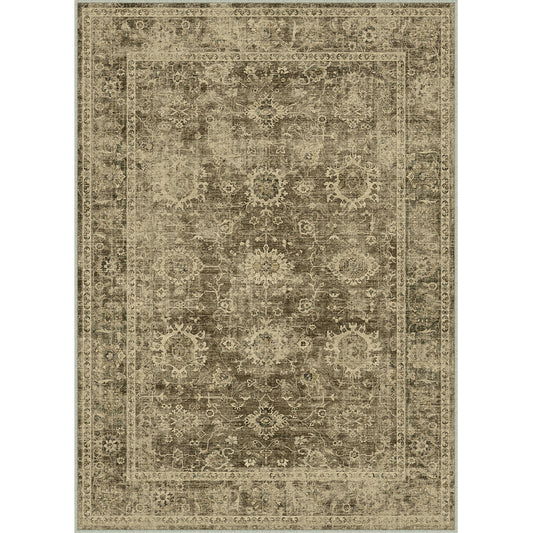 Farsia Persian Vintage Brown Short Pile Distressed Washable Rug