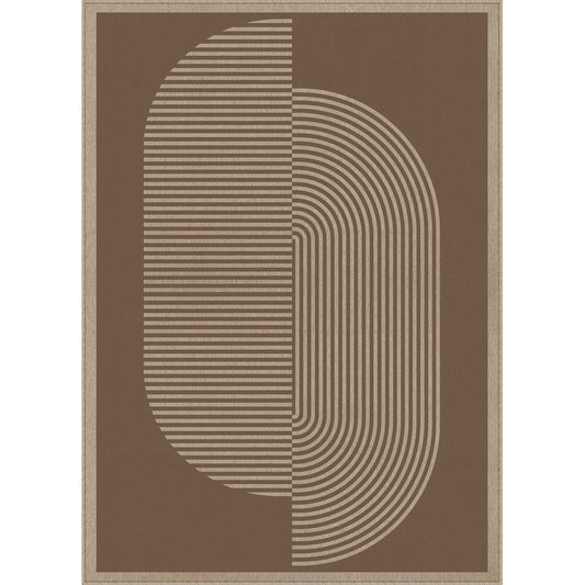 Orbit Modern Geometric Brown Jute Washable Indoor Outdoor Rug