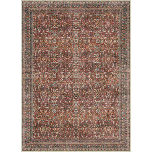 PureCozy Soraya Persian Vintage Red Short Pile Distressed Washable Rug