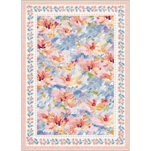Lotus Bloom Modern Floral Pink Washable Area Rug
