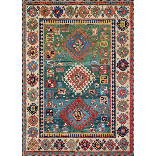 PureCozy Nomad Totem Bohemian Colorful Machine Washable Chenille Rug