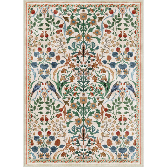 Blooming Garden Modern Floral Beige Washable Area Rug