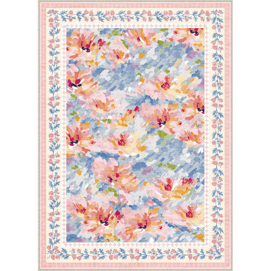 PureCozy Lotus Bloom Modern Floral Pink Washable Area Rug
