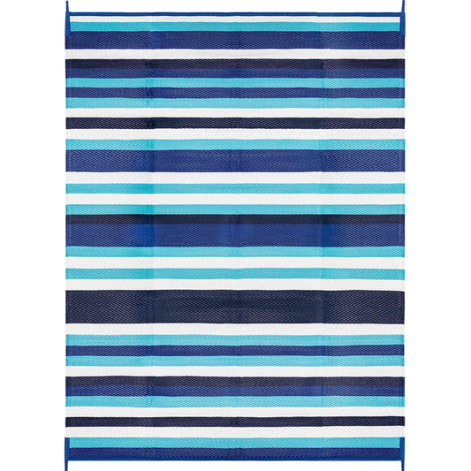 PureCozy Stripes Modern Striped Blue White Outdoor Rug