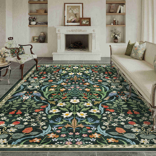 PureCozy Blooming Garden Modern Floral Green Washable Area Rug 9x12