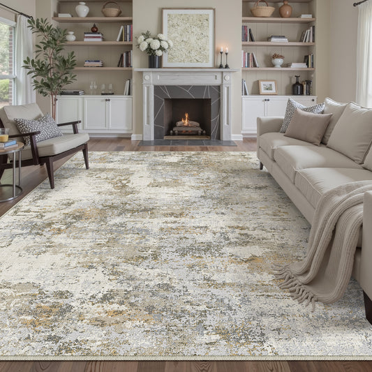 Daybreak Modern Abstract Brown Machine Washable Rug