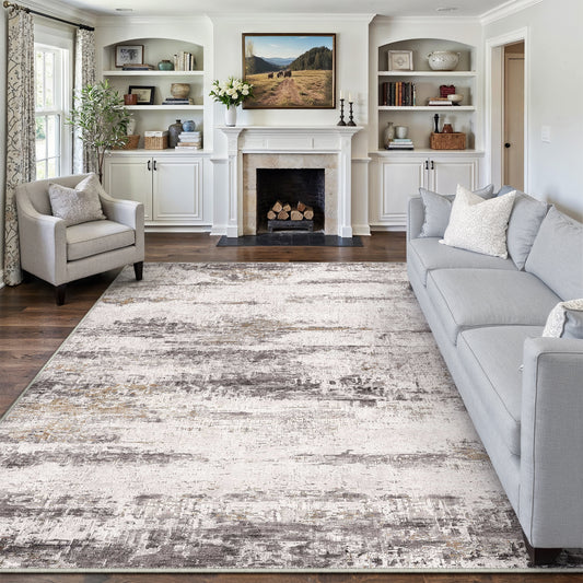 Tide Modern Abstract Gray Machine Washable Rug