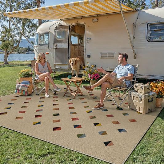 Prisma Diamond Colorful Re-Jute Washable Indoor Outdoor Rug