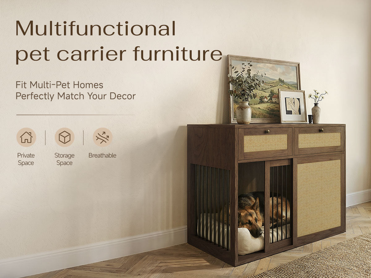 PureCozy Wooden Furniture Style Dog Crate With 1 Door