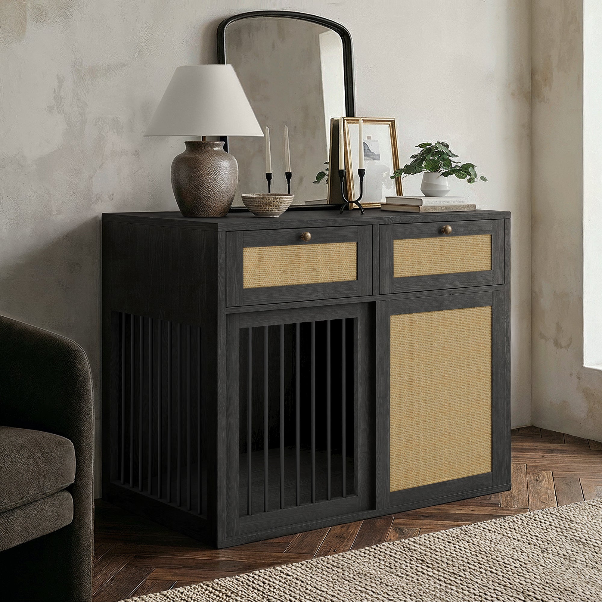 PureCozy Wooden Furniture Style Dog Crate With 1 Door