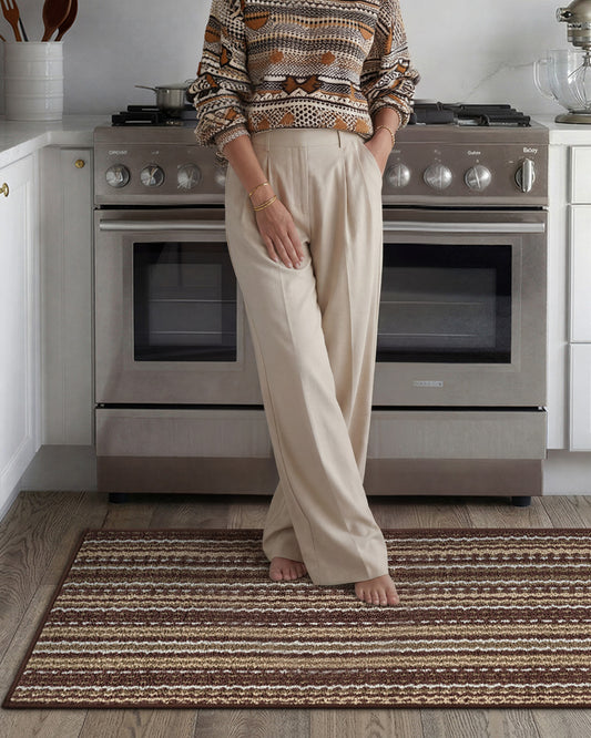 Sobek Modern Colorful Woven Machine Washable Kitchen Mat