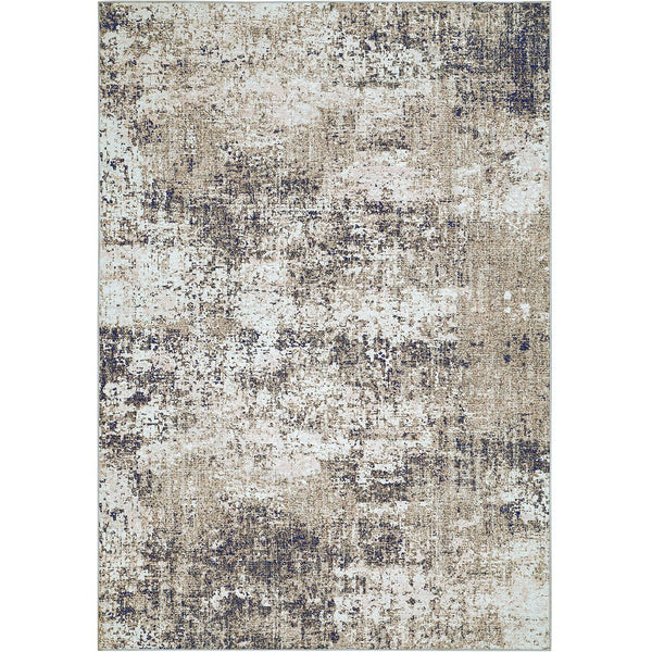 Misty Modern Abstract Brown Machine Washable Rug