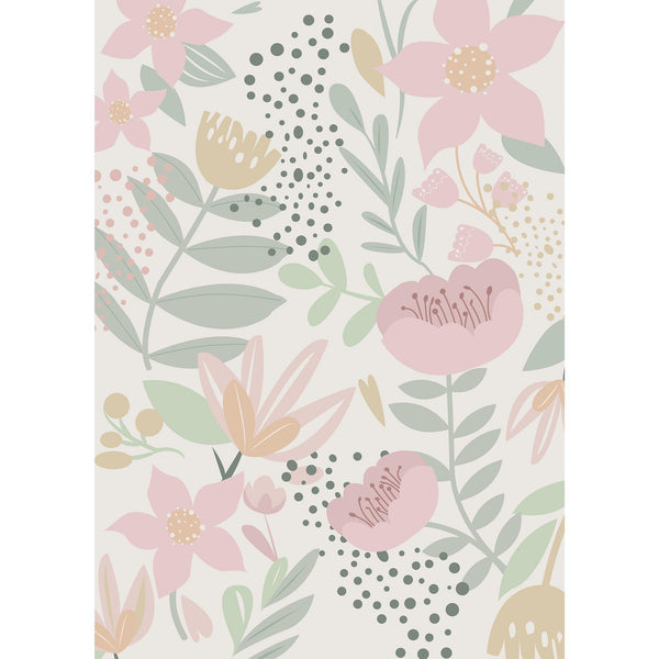 Bloomie Modern Floral Beige Washable Area Rug