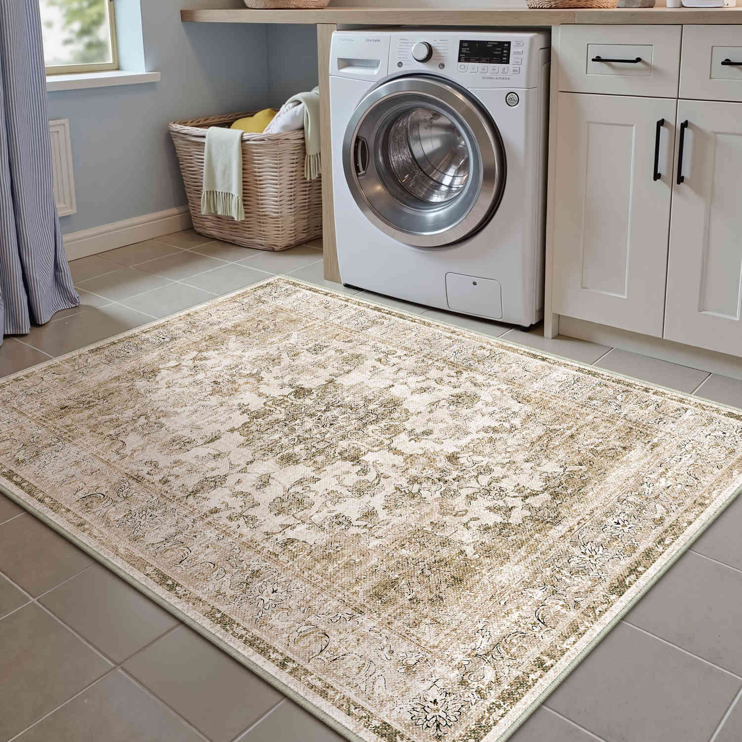 Velora Vintage Floral Brown Traditional Washable Rug – PureCozy