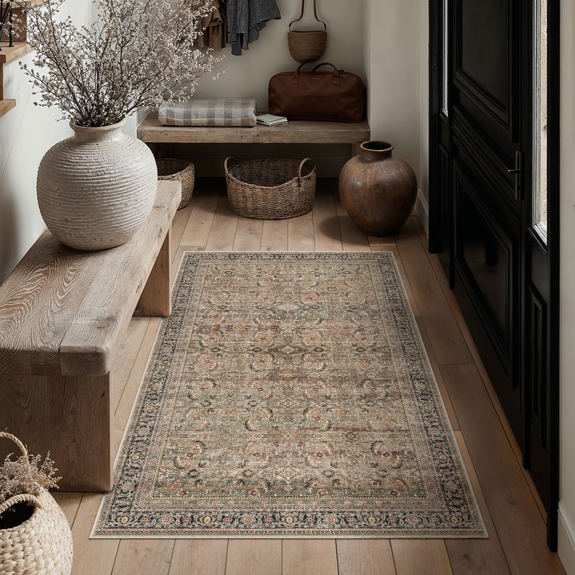 Amara Persian Vintage Brown Short Pile Traditional Distressed