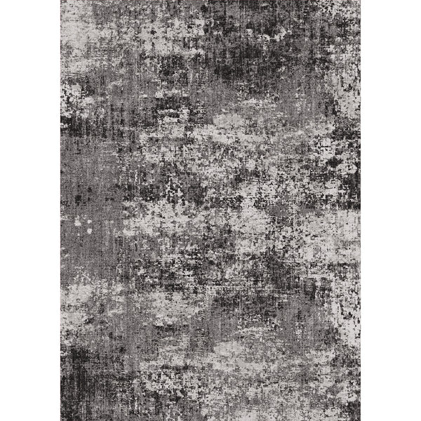 Misty Modern Abstract Black Machine Washable Rug
