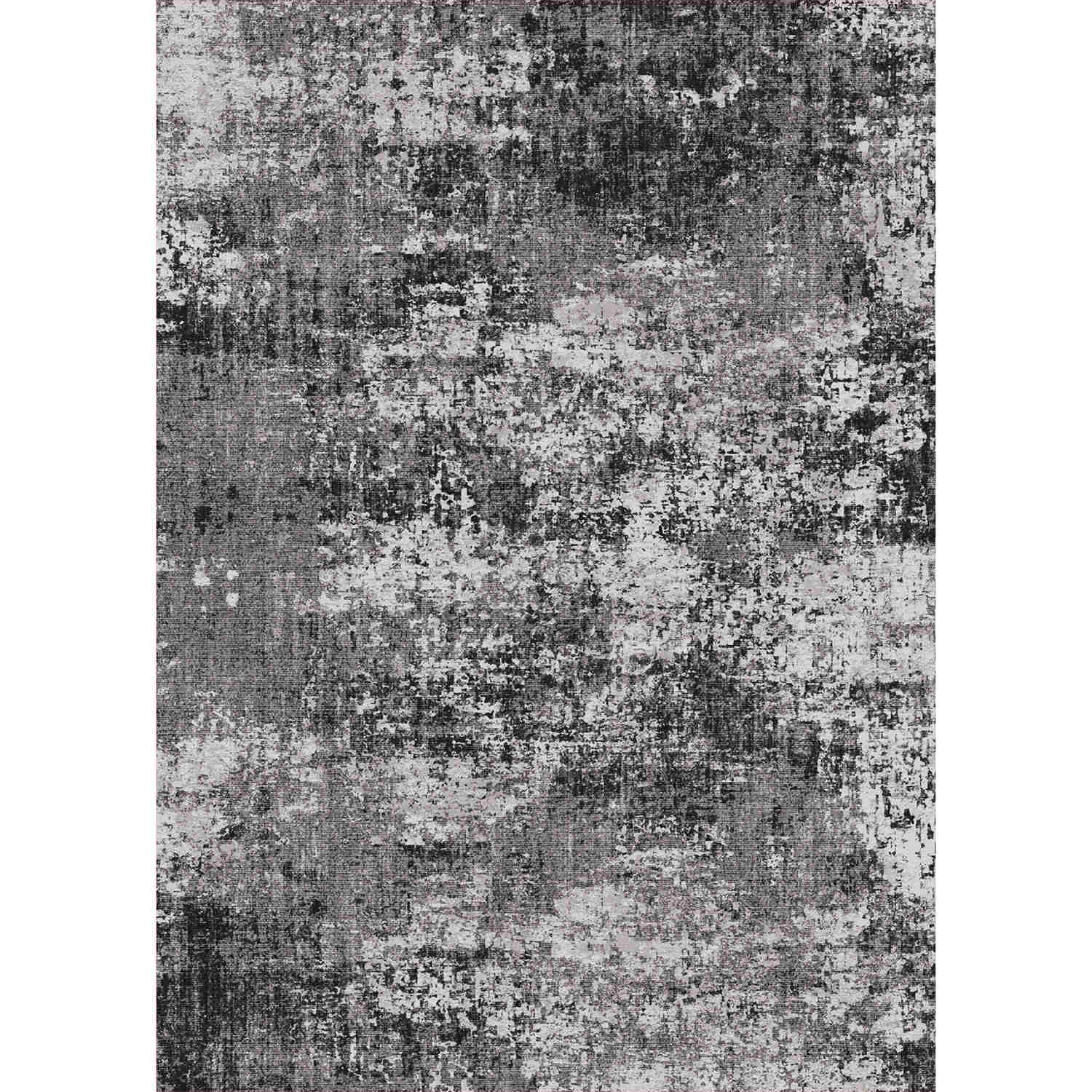 Misty Modern Abstract Black Machine Washable Rug – PureCozy