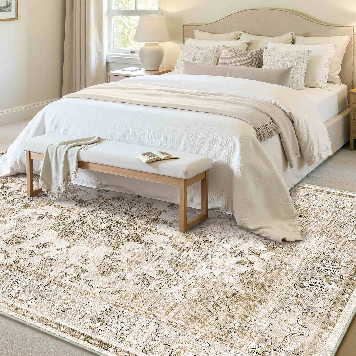 Velora Vintage Floral Brown Traditional Washable Rug – PureCozy