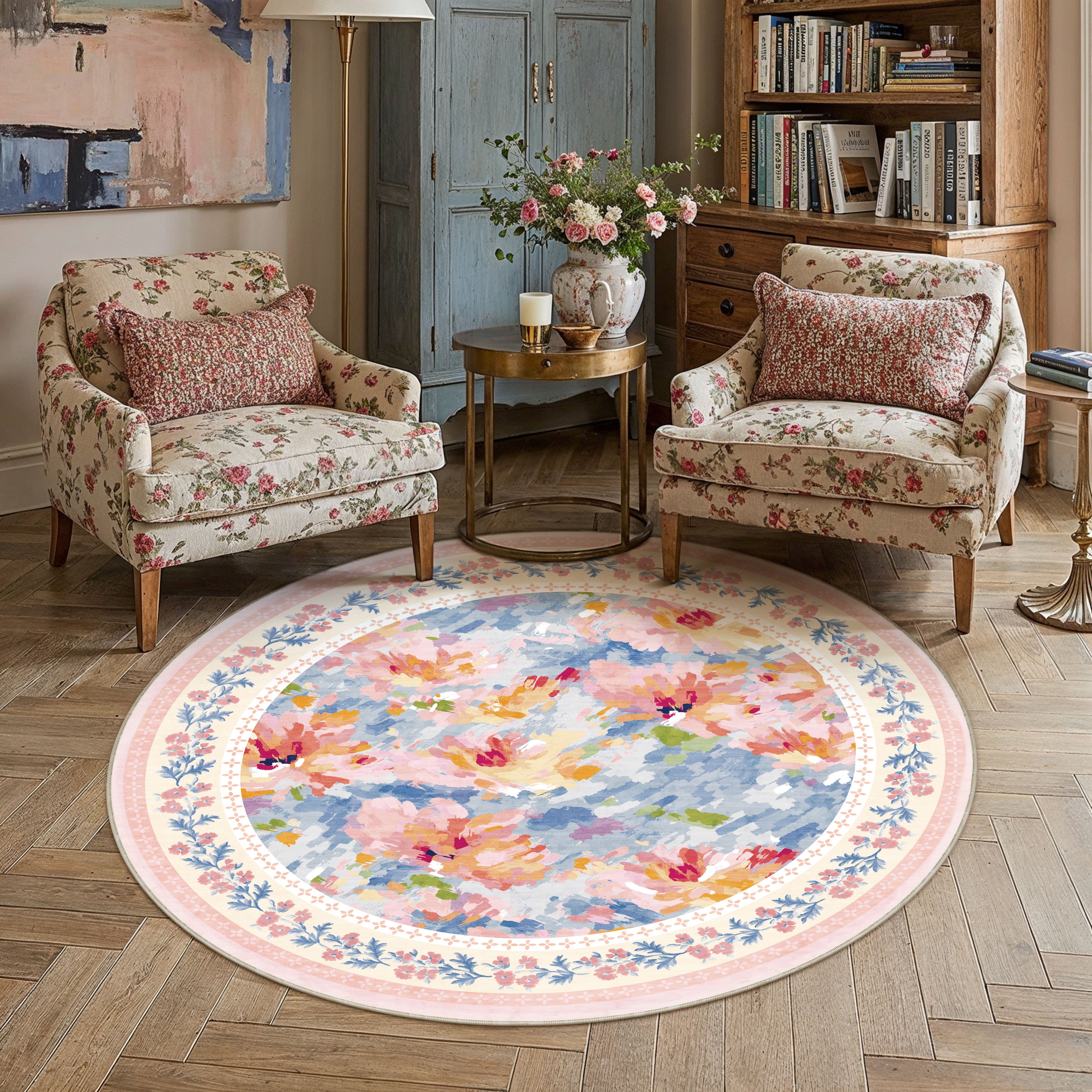 Lotus Bloom Modern Floral Pink Washable Area Rug – PureCozy