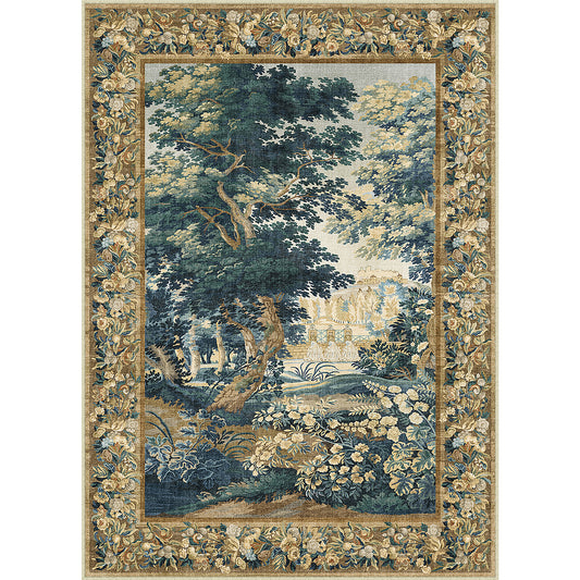 Old Times Antique Painting Colorful Traditional Washable Rug