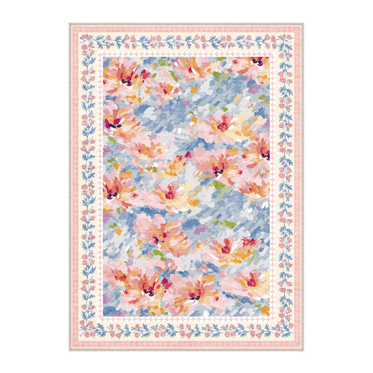 Lotus Bloom Modern Floral Pink Washable Area Rug