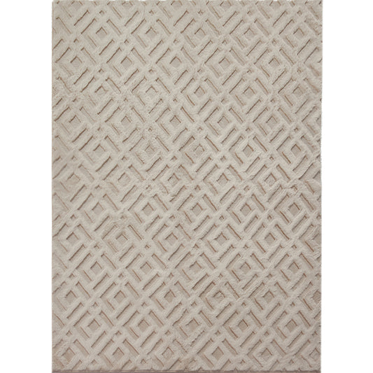 Telch Soft Faux Rabbit Fur Beige Machine Washable Shag Rug