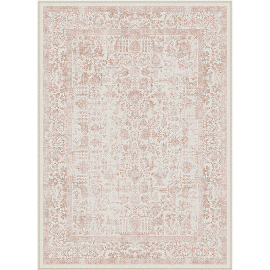 Sylva Vintage Persian Floral Pink Distressed Washable Rug