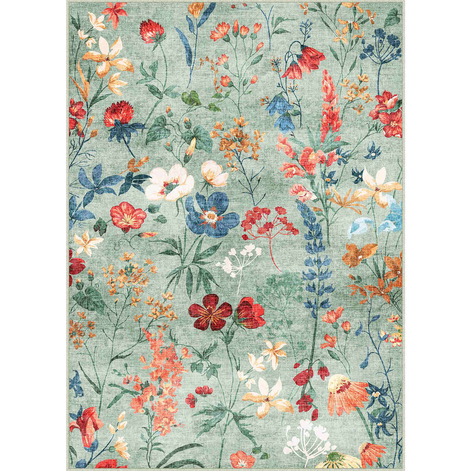 April Modern Floral Green Washable Area Rug – PureCozy