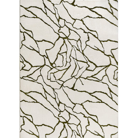 Awake Modern Geometric Light Gray Shag Machine Washable Rug