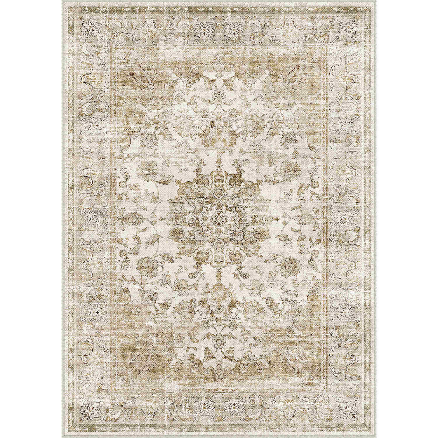 Velora Vintage Floral Brown Traditional Washable Rug – PureCozy