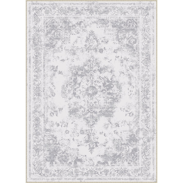 Jane Vintage Persian Medallion Gray Distressed Traditional Washable Rug