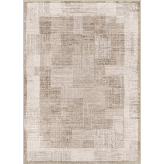 Poetic Modern Grid Pattern Brown Washable Area Rug