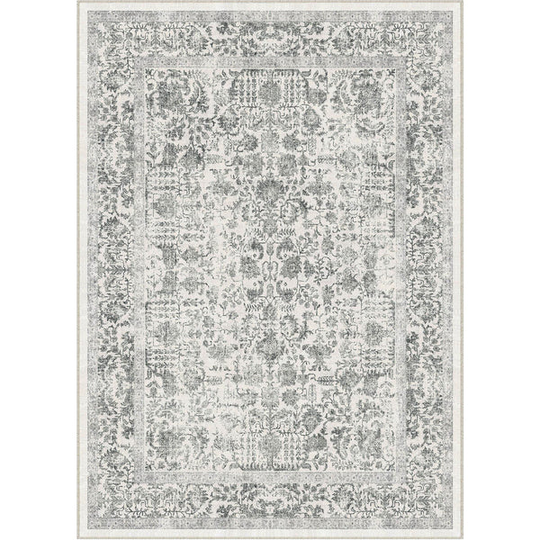 Sylva Vintage Persian Floral Black Distressed Washable Rug