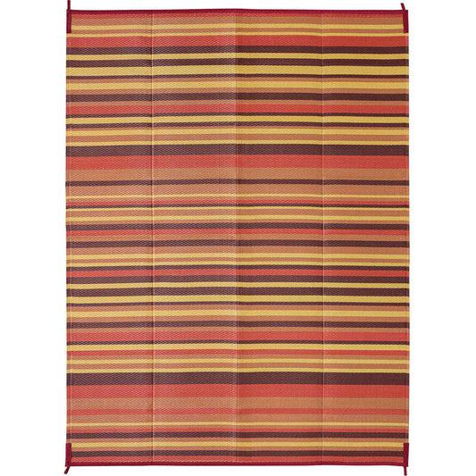 PureCozy Four Color Stripes Modern Striped Red Orange Outdoor Rug 