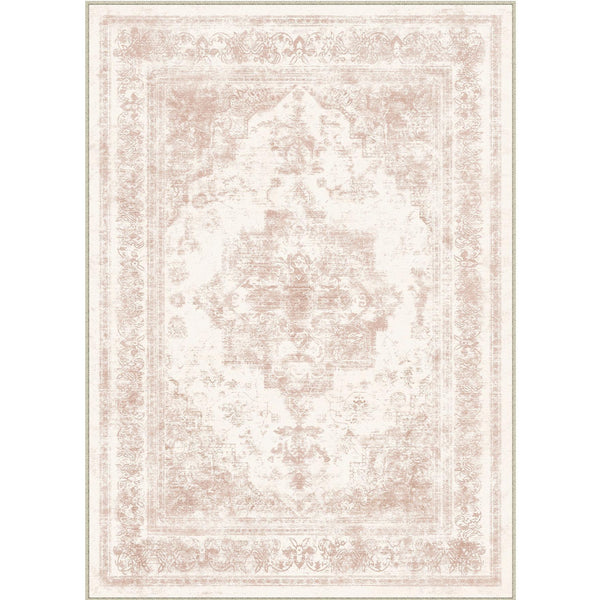 Nourah Vintage Persian Medallion Pink Distressed Washable Rug
