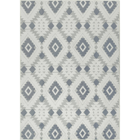 Gear Modern Geometric Gray Shag Washable Rug