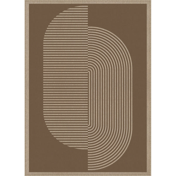 Orbit Modern Geometric Brown Jute Washable Rug