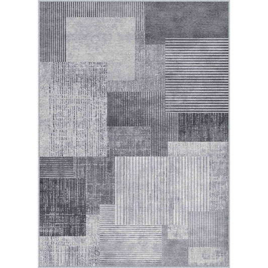 PureCozy Imprint Modern Abstract Gray Machine Washable Rug 