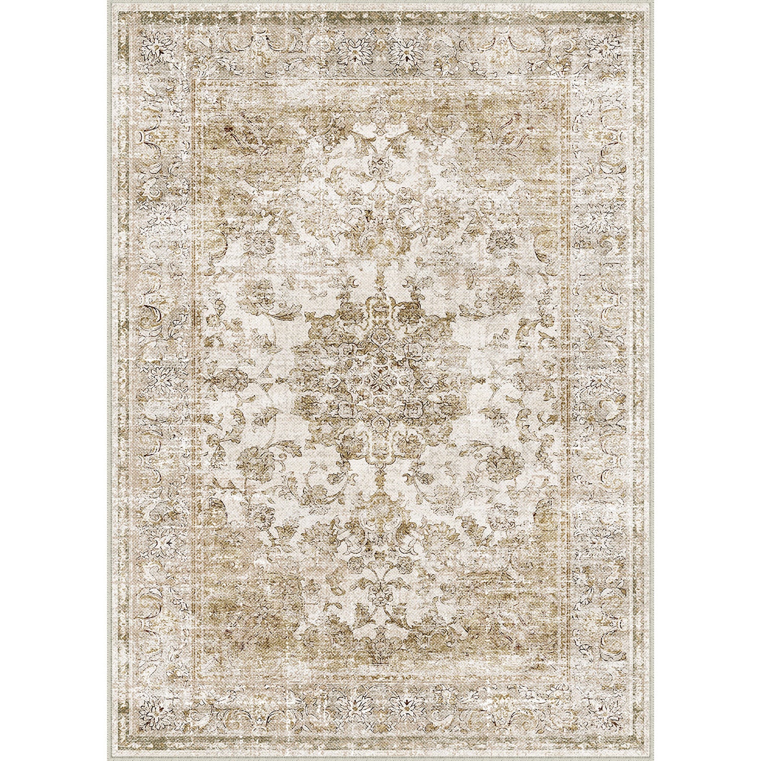 Velora Vintage Floral Brown Traditional Washable Rug – PureCozy