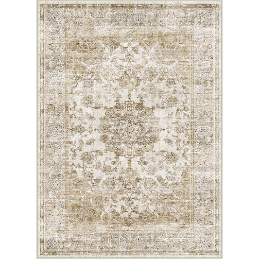 Velora Vintage Floral Brown Traditional Washable Rug
