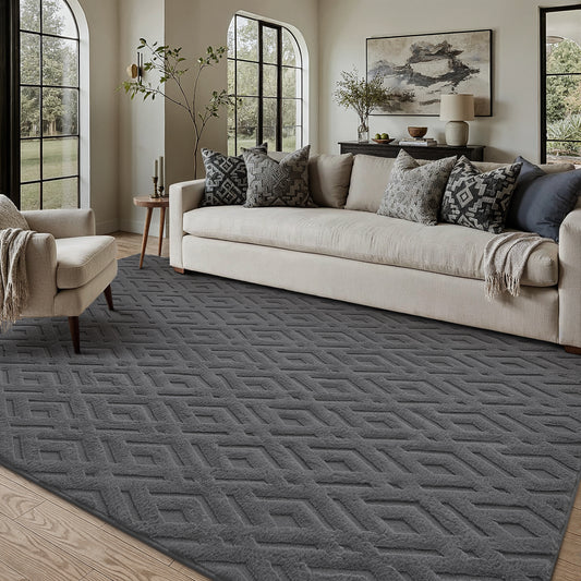 Telch Soft Faux Rabbit Fur Gray Machine Washable Shag Rug