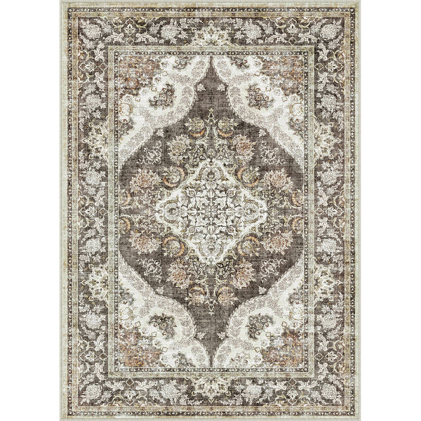 Missal Persian Vintage Brown Traditional Washable Rug